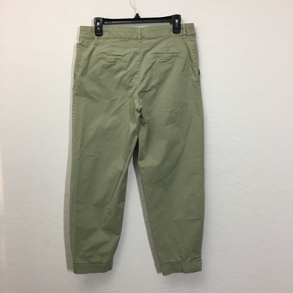 Zara Womens Chino Pants Size 6 Cuff Hem High-Rise Stretch 24.5 Inseam Green - Picture 5 of 15